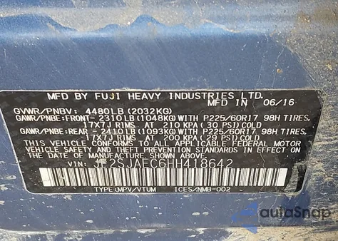 2017 Subaru Forester 2.5I Premium z USA, uszkodzony, nr VIN JF2SJAEC6HH418642